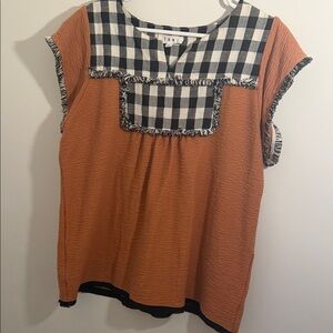 THML Orange and Black Gingham Blouse